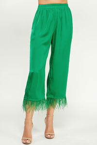 Zsa Zsa Feather Trim Pants ~ (Available in 2 Colors)