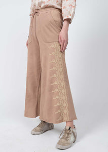Trail of Embroidery Knit Wide Leg Pant~Ivy Jane