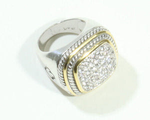 Brass Square Cable/Pave Ring