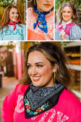 Frilly Embroidered Bandanas- 4 Colors