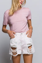 Pink Cloud Distressed Shorts