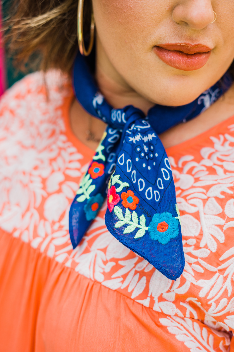 Frilly Embroidered Bandanas- 4 Colors